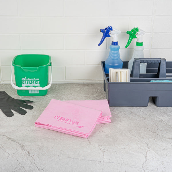 Restaurantware Clean Tek Professional Pink Chamois Cloth - With Storage Tube - 25 1/4'' X 17'' - 20 Count Box