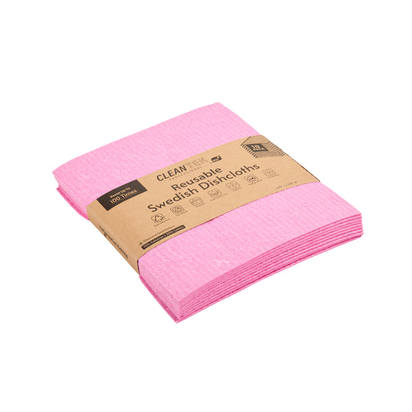 Restaurantware Clean Tek Professional Pink Reusable Swedish Dishcloth - 6 3/4" X 7 3/4" - 200 Count Box