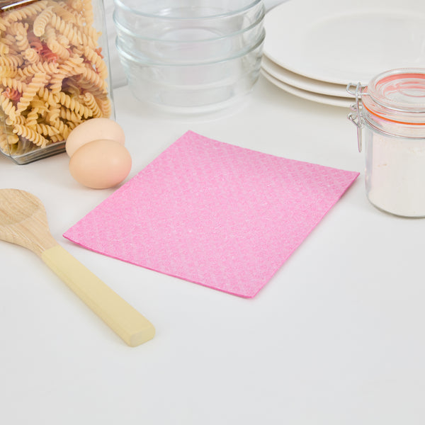 Restaurantware Clean Tek Professional Pink Reusable Swedish Dishcloth - 6 3/4" X 7 3/4" - 200 Count Box