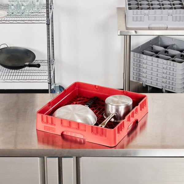 Restaurantware Clean Tek Professional Red Base Rack - With Closed Sides - 19 3/4" X 19 3/4" X 4" - 1 Count Box