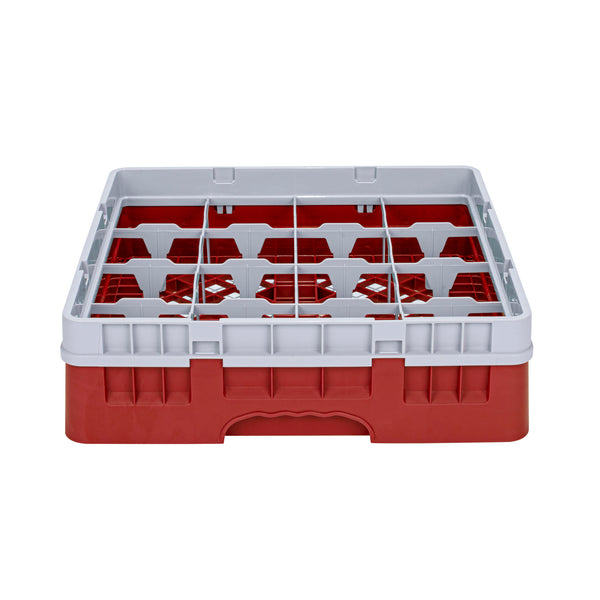 Restaurantware Clean Tek Professional Red Glass Rack - 16 Compartments 1 Full Drop Extender - 19 3/4" X 19 3/4" X 5 3/4" - 1 Count Box