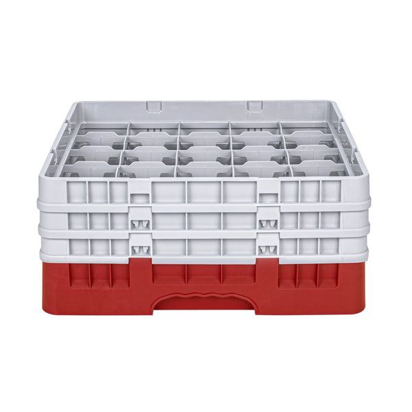 Restaurantware Clean Tek Professional Red Glass Rack - 25 Compartments 1 Full Drop And 2 Half Drop Extenders - 19 3/4" X 19 3/4" X 8 3/4" - 1 Count Box