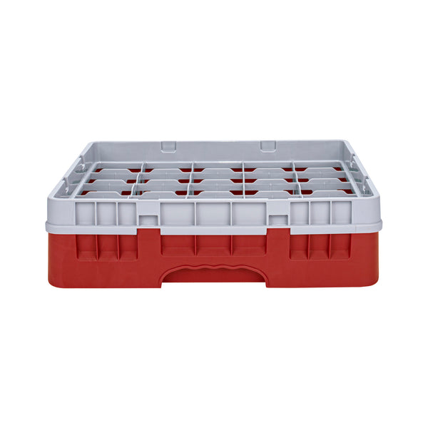 Restaurantware Clean Tek Professional Red Glass Rack - 25 Compartments 1 Full Drop Extender - 19 3/4" X 19 3/4" X 5 3/4" - 1 Count Box