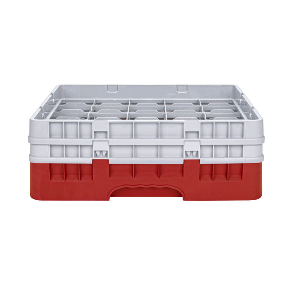 Restaurantware Clean Tek Professional Red Glass Rack - 25 Compartments 1 Full Drop And 1 Half Drop Extender - 19 3/4" X 19 3/4" X 7 1/4" - 1 Count Box