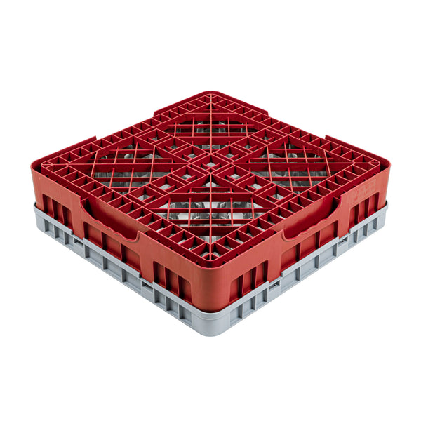Restaurantware Clean Tek Professional Red Glass Rack - 49 Compartments 1 Full Drop Extender - 19 3/4" X 19 3/4" X 5 3/4" - 1 Count Box