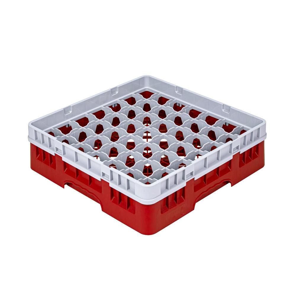 restaurantware Clean Tek Professional Red Glass Rack - 49 Compartments 1 Full Drop Extender - 19 3/4" x 19 3/4" x 5 3/4" - 1 count box