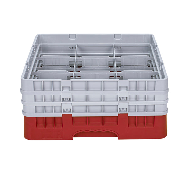 Restaurantware Clean Tek Professional Red Glass Rack - 9 Compartments 1 Full Drop And 2 Half Drop Extenders - 19 3/4" X 19 3/4" X 8 3/4" - 1 Count Box
