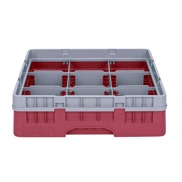 Restaurantware Clean Tek Professional Red Glass Rack - 9 Compartments 1 Full Drop Extender - 19 3/4" X 19 3/4" X 5 3/4" - 1 Count Box
