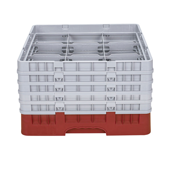 Restaurantware Clean Tek Professional Red Glass Rack - 9 Compartments 1 Full Drop And 4 Half Drop Extenders - 19 3/4" X 19 3/4" X 12 1/4" - 1 Count Box