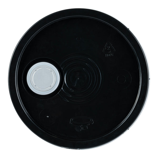 Restaurantware Clean Tek Professional Round Black Plastic Lid - Fits 3.5 And 5 Gal Pail With Spout And Tear Tab Gasket - 1 Count Box