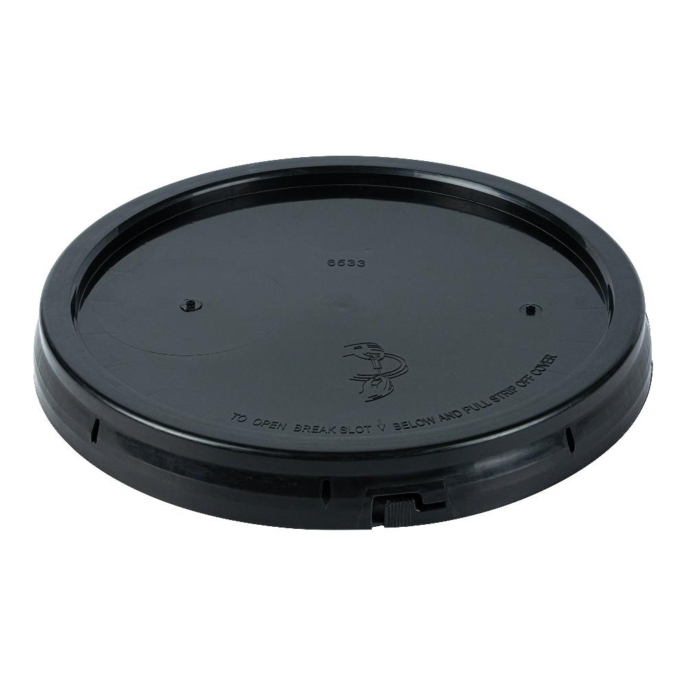 restaurantware Clean Tek Professional Round Black Plastic Standard Lid - Fits 3.5 and 5 Gal Pail with Tear Tab Gasket - 1 count box