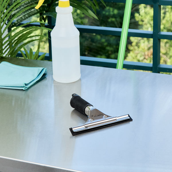 Restaurantware Clean Tek Professional Stainless Steel Window Squeegee - With Black Rubber Grip - 6" - 1 Count Box