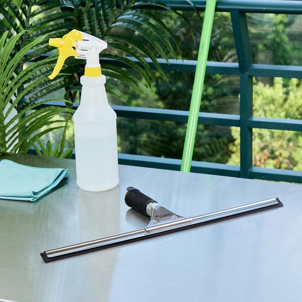 Restaurantware Clean Tek Professional Stainless Steel Window Squeegee - With Black Rubber Grip - 17 3/4" - 1 Count Box