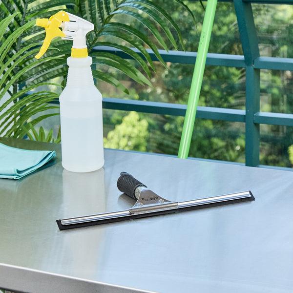 Restaurantware Clean Tek Professional Stainless Steel Window Squeegee - With Black Rubber Grip - 13 3/4" - 1 Count Box
