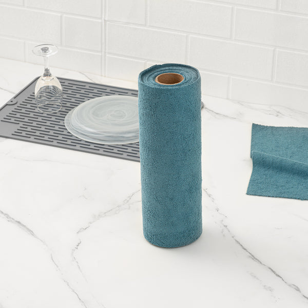 Restaurantware Clean Tek Professional Teal Microfiber General Purpose Towel Roll - Tear Away - 11 3/4" X 11 3/4" - 300 Count Box