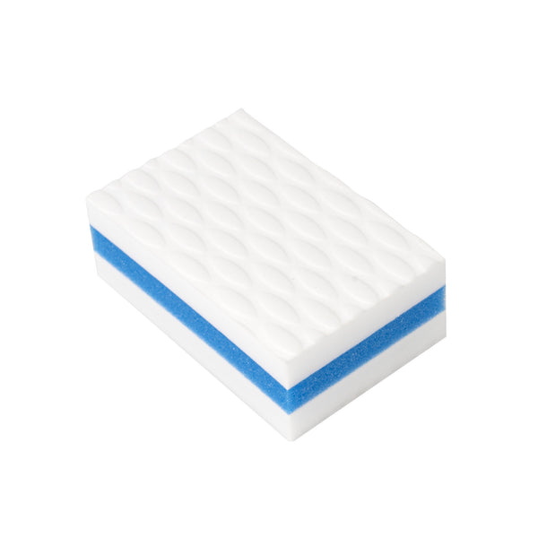Restaurantware Clean Tek Professional White And Blue Triple Layer Melamine Eraser Sponge - 4 1/4" X 2 3/4" X 1 1/2" - 60 Count Box