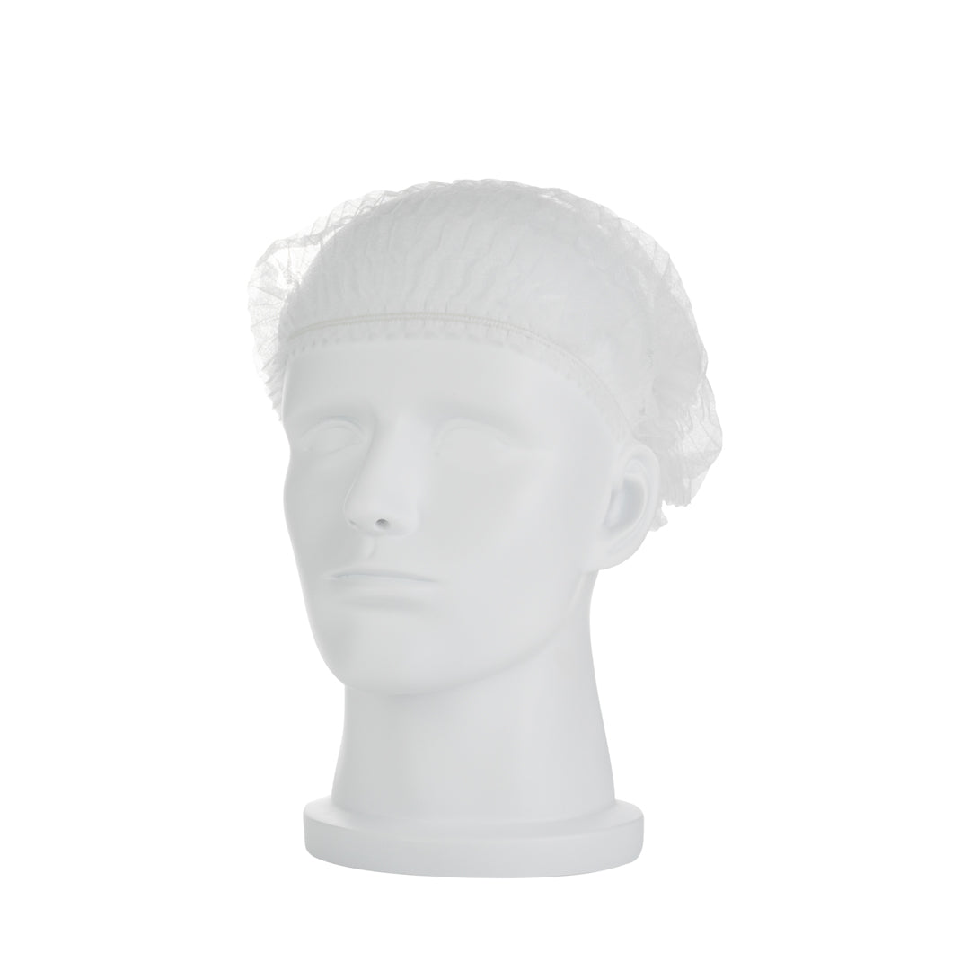 restaurantware Clean Tek Professional White Disposable Bouffant Cap Hair Net - 21" - 1000 count box