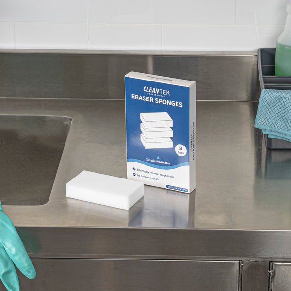 Restaurantware Clean Tek Professional White Eraser Sponge - 4 3/4" X 2 1/2" X 1" - 60 Count Box