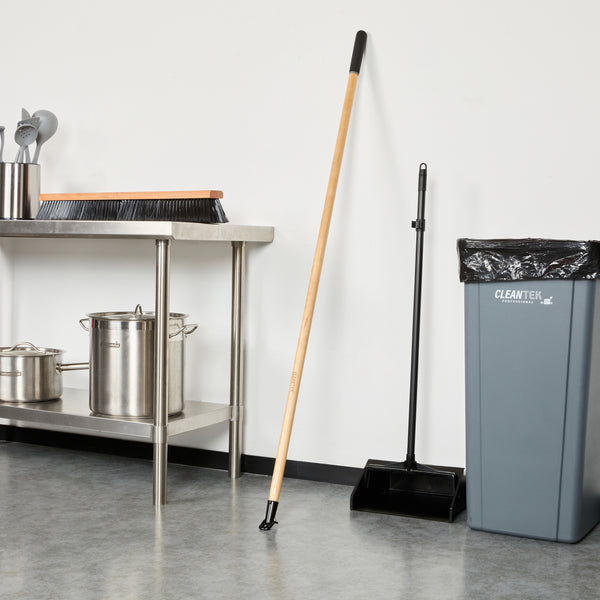Restaurantware Clean Tek Professional Wood Bolt Tip Push Broom Handle - 60" - 1 Count Box