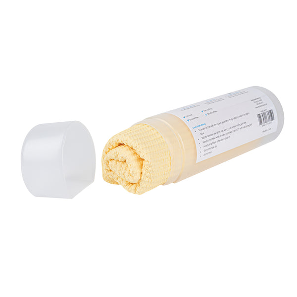 Restaurantware Clean Tek Professional Yellow 3D Chamois Cloth - With Storage Tube - 25 1/4'' X 17'' - 20 Count Box