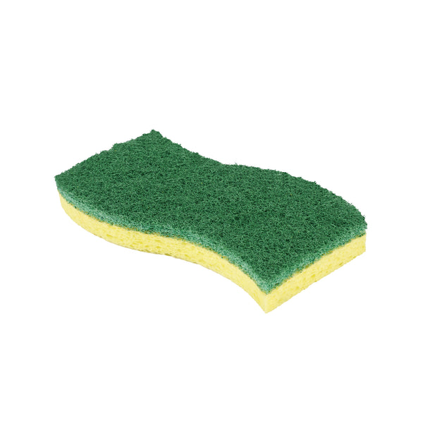 Restaurantware Clean Tek Professional Yellow Cellulose Sponge / Green Heavy-Duty Scouring Pad Combo - 6" X 3 1/2" X 3/4" - 60 Count Box