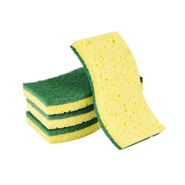 Restaurantware Clean Tek Professional Yellow Cellulose Sponge / Green Heavy-Duty Scouring Pad Combo - 6" X 3 1/2" X 3/4" - 60 Count Box