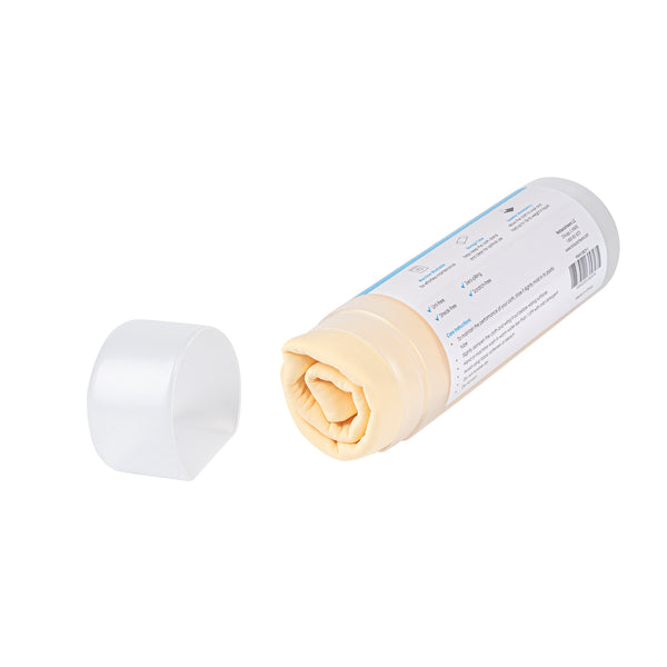 Restaurantware Clean Tek Professional Yellow Chamois Cloth - With Storage Tube - 25 1/4'' X 17'' - 20 Count Box