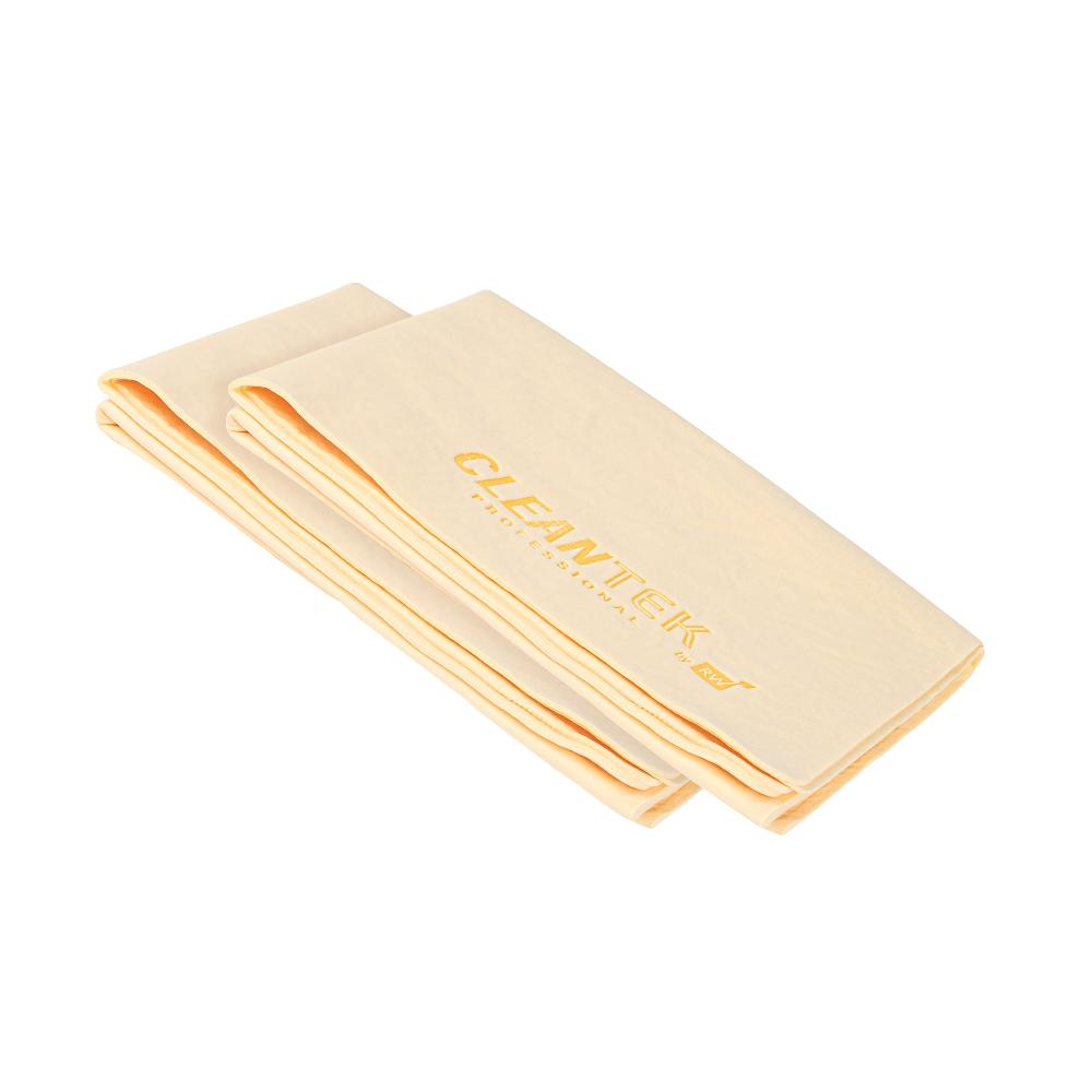 restaurantware Clean Tek Professional Yellow Chamois Cloth - with Storage Tube - 25 1/4'' x 17'' - 20 count box