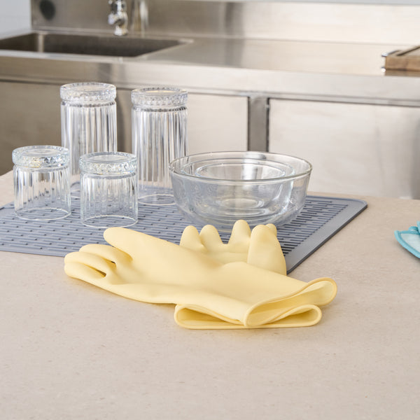 Restaurantware Clean Tek Professional Yellow Extra Large Latex Gloves - 22 Mil - 13" X 5 1/4" - Pair - 10 Count Box