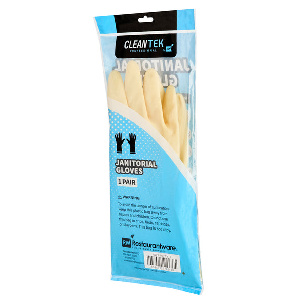 Restaurantware Clean Tek Professional Yellow Large Latex Gloves - 22 Mil - 13" X 4 1/2" - Pair - 10 Count Box