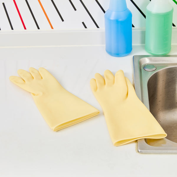 Restaurantware Clean Tek Professional Yellow Medium Latex Gloves - 22 Mil - 13" X 4 1/4" - Pair - 10 Count Box