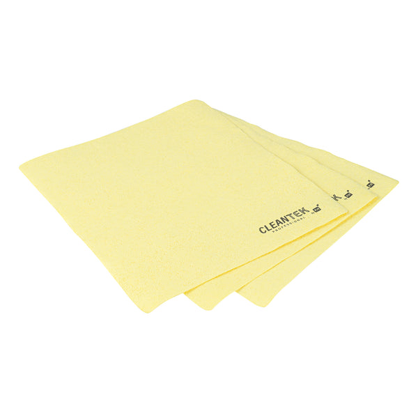 Restaurantware Clean Tek Professional Yellow Microfiber Cleaning / Drying Cloth - 13'' X 15'' - 100 Count Box