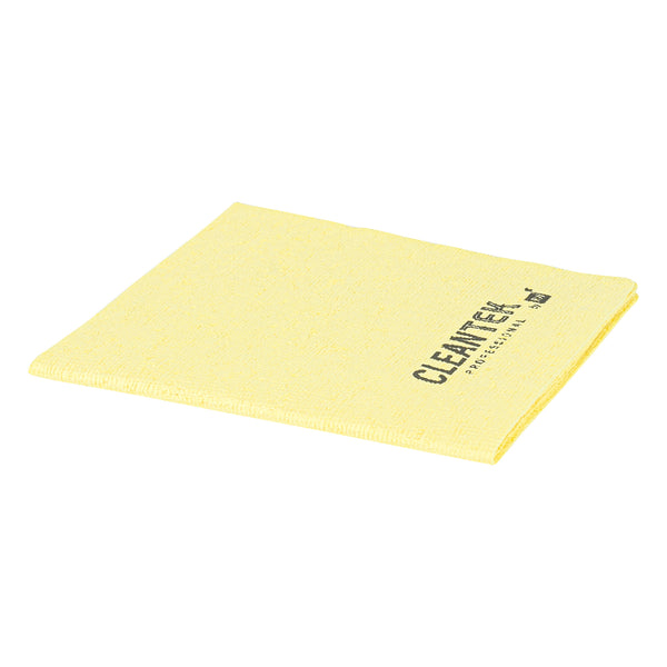 Restaurantware Clean Tek Professional Yellow Microfiber Cleaning / Drying Cloth - 13'' X 15'' - 100 Count Box