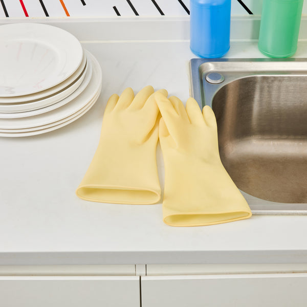 Restaurantware Clean Tek Professional Yellow Small Latex Gloves - 22 Mil - 13" X 4 1/4" - Pair - 10 Count Box
