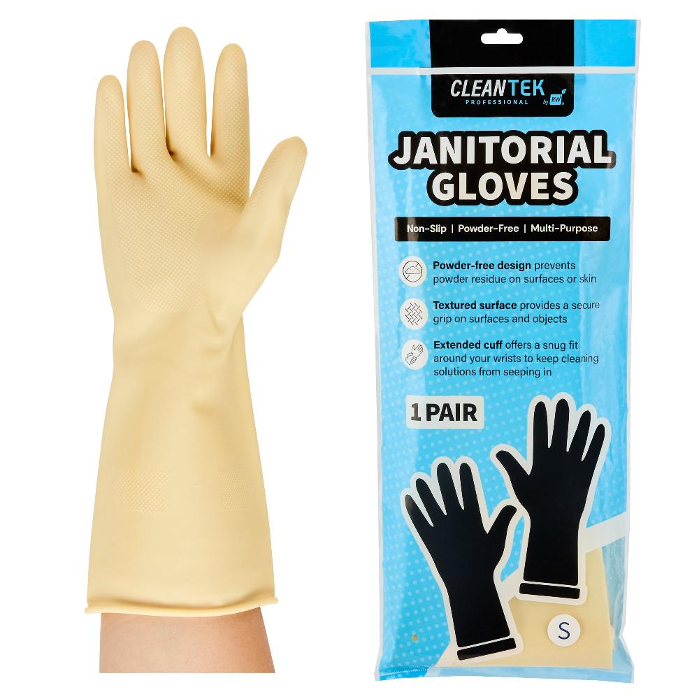 restaurantware Clean Tek Professional Yellow Small Latex Gloves - 22 mil - 13" x 4 1/4" - Pair - 10 count box