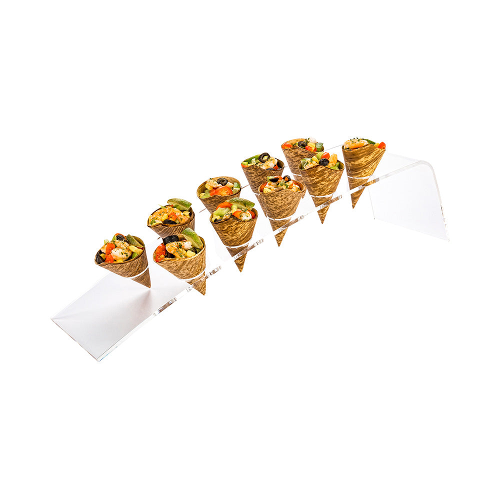 restaurantware Clear Tek Clear Acrylic Angled Cone Stand - 10 slots - 21 3/4" x 5 1/2" x 5 1/4" - 1 count box