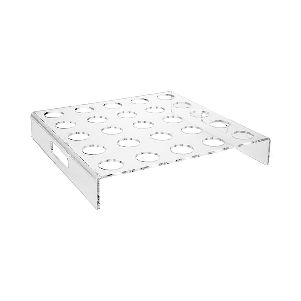 Restaurantware Clear Tek Clear Acrylic Appetizer Cups Serving Tray - 25 Slots - 11 3/4" X 11 3/4" X 2" - 1 Count Box