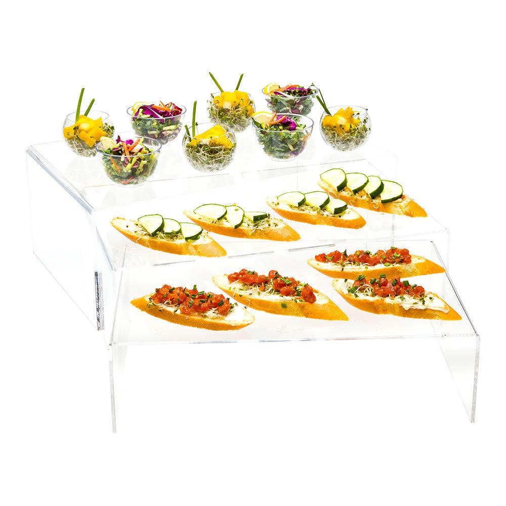 restaurantware Clear Tek Clear Acrylic Buffet Display Stand - 3 Sizes - 15 3/4" x 11 3/4" x 6" - 1 count box