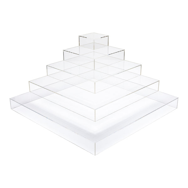 Restaurantware Clear Tek Clear Acrylic Buffet Display Stand - 5-Tier Pyramid - 19 3/4" X 19 3/4" X 9 3/4" - 1 Count Box