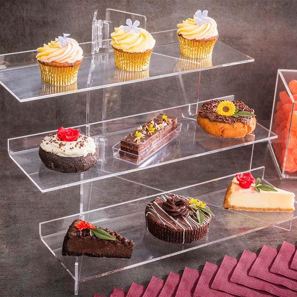 Restaurantware Clear Tek Clear Acrylic Buffet Stand - 3-Tier - 15 3/4" X 6" X 11 3/4" - 1 Count Box