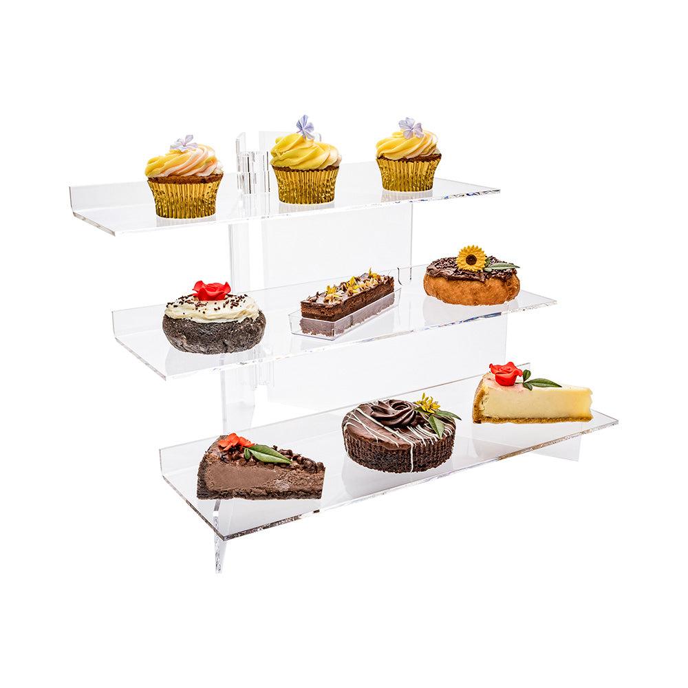 restaurantware Clear Tek Clear Acrylic Buffet Stand - 3-Tier - 15 3/4" x 6" x 11 3/4" - 1 count box