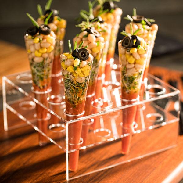Restaurantware Clear Tek Clear Acrylic Cone Stand - 16 Slots - 6 3/4" X 6 3/4" X 3 1/4" - 1 Count Box