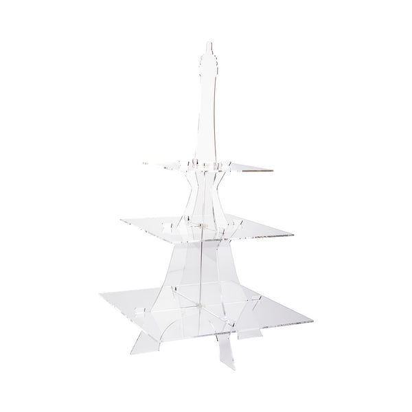 Restaurantware Clear Tek Clear Acrylic Eiffel Tower Food Display - 3-Tier - 14 1/2" X 14 1/2" X 27 1/4" - 1 Count Box