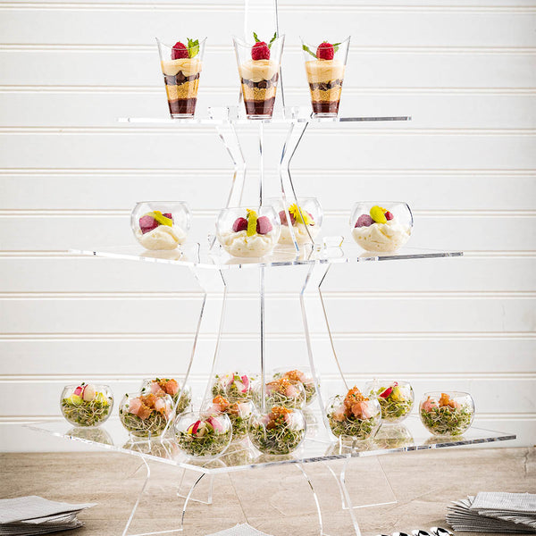 Restaurantware Clear Tek Clear Acrylic Eiffel Tower Food Display - 3-Tier - 14 1/2" X 14 1/2" X 27 1/4" - 1 Count Box