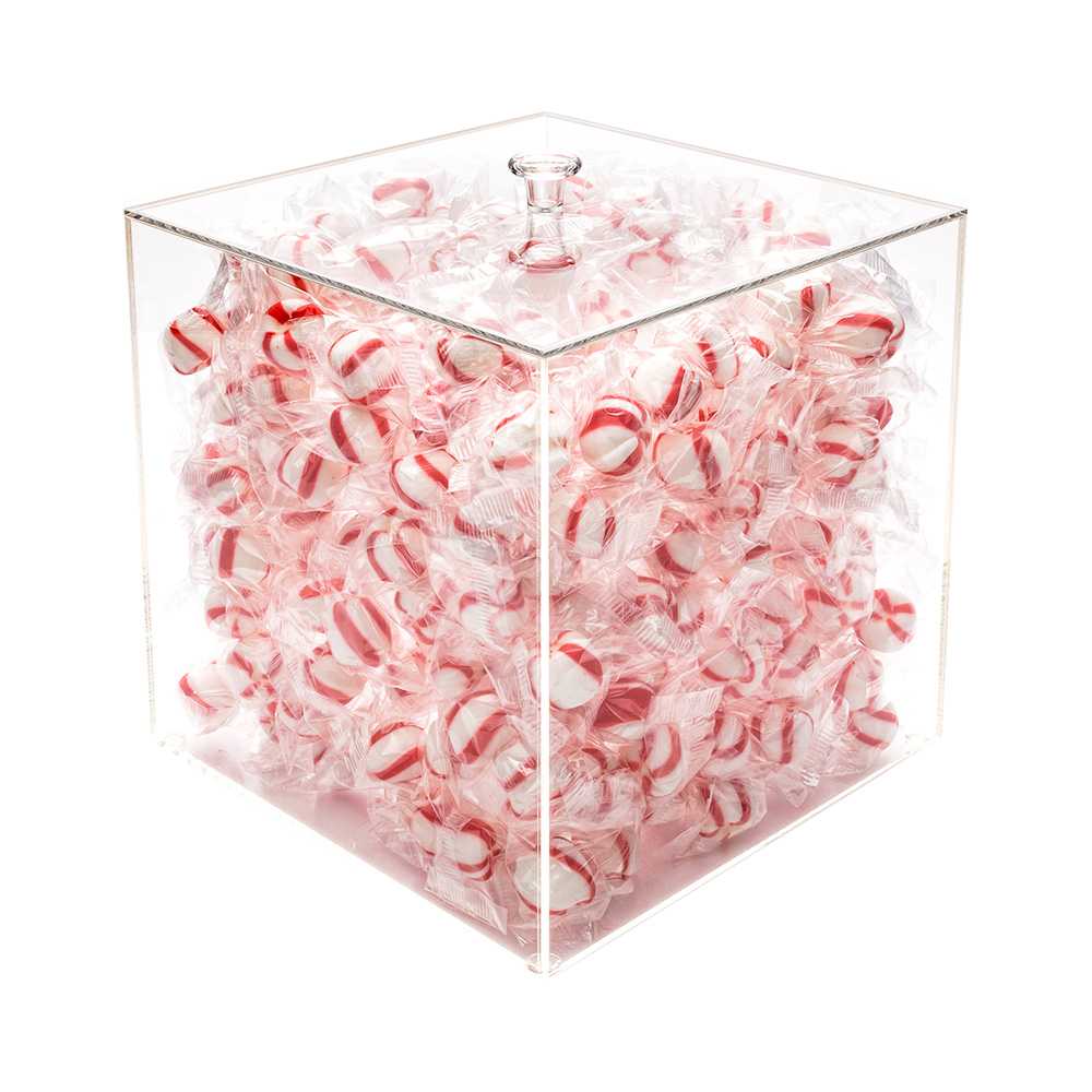 restaurantware Clear Tek Clear Acrylic Large Candy Container - Display Box - 7 3/4" x 7 3/4" x 7 3/4" - 1 count box