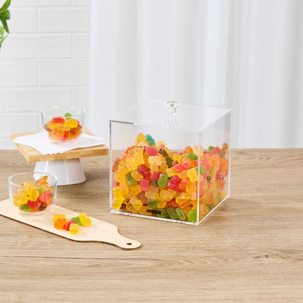 Restaurantware Clear Tek Clear Acrylic Medium Candy Container - Display Box - 6" X 6" X 6" - 1 Count Box