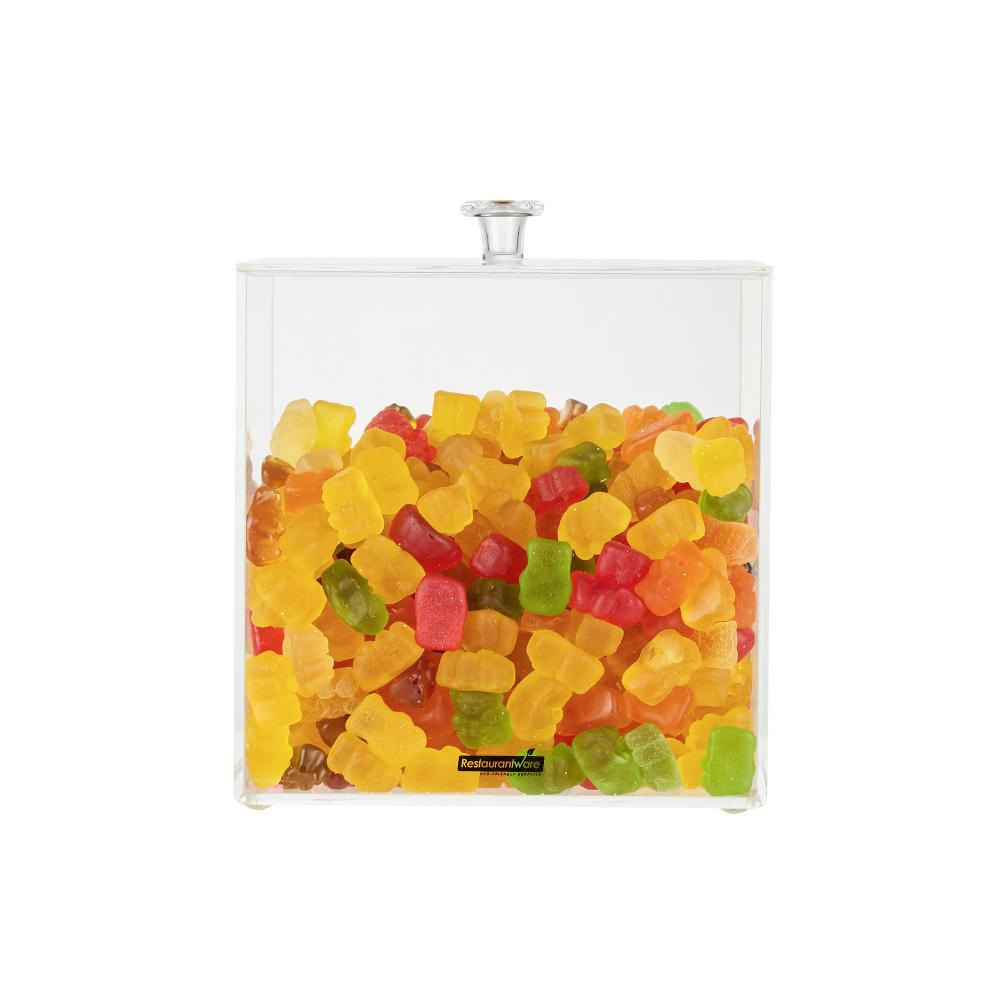 restaurantware Clear Tek Clear Acrylic Medium Candy Container - Display Box - 6" x 6" x 6" - 1 count box
