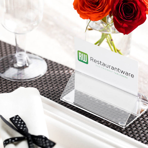 Restaurantware Clear Tek Clear Acrylic Place Card Holder And Menu Stand - 3 1/2" X 2 1/2" X 1 1/4" - 1 Count Box