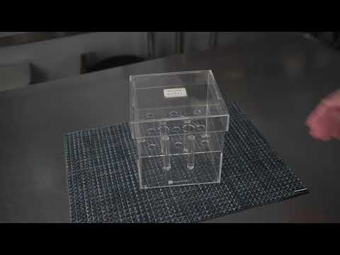 Restaurantware Clear Tek Clear Acrylic Square Flower Box Vase - 16 Holes With Lid - 8" X 8" X 6" - 1 Count Box