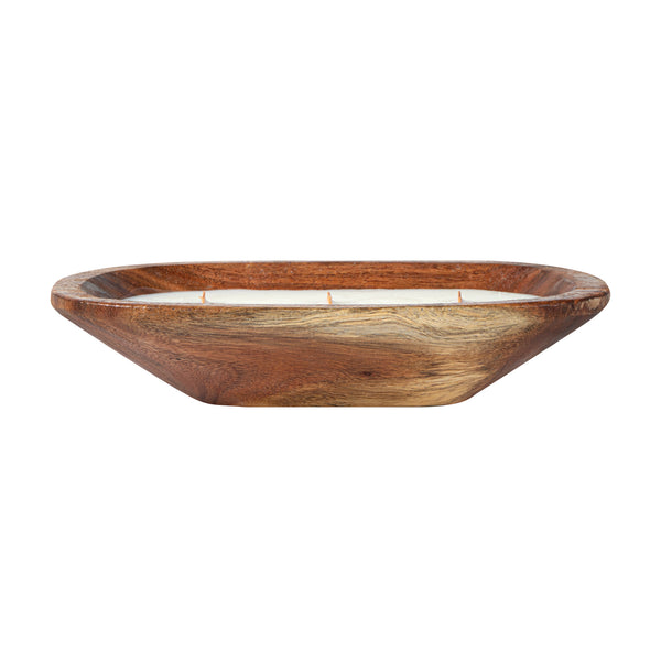 Restaurantware Coco Casa Handmade Wood Dough Bowl Candle - Sandalwood And Shea - 9" X 5 1/2" X 2" - 10 Count Box